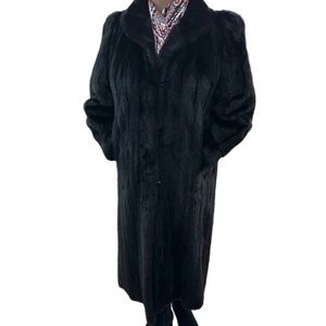 Vintage Genuine Mink Fur Long Black Coat Michael Levin Collection Women’s Winter